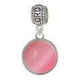 thumbnail image 1 of Delight Jewelry Silvertone Round - Imitation Cat's Eye - Pink - Lord Guide Me Charm Bead, 1 of 4