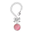 thumbnail image 1 of Delight Jewelry Silvertone Round - Imitation Cat's Eye - Pink - Silvertone Bow Charm Accessory for Tumblers and Thermal Cups, 1 of 4