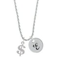 thumbnail image 1 of Delight Jewelry Silvertone Rounded Dollar Sign Silvertone Script Initial Disc - E - Charm Necklace, 20"+3", 1 of 4