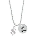 thumbnail image 1 of Delight Jewelry Silvertone Rounded Dollar Sign Silvertone Script Initial Disc - L - Charm Necklace, 20"+3", 1 of 4