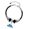 thumbnail image 1 of Delight Jewelry Silvertone Royal Blue ''Big Sister'' with Heart Middle Sister Celtic Knot Leather Bead Bracelet, 7"+2" Extender, 1 of 4