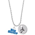 thumbnail image 1 of Delight Jewelry Silvertone Royal Blue ''Big Sister'' with Heart Silvertone Script Initial Disc - A - Charm Necklace, 20"+3", 1 of 4