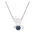 thumbnail image 1 of Delight Jewelry Silvertone Royal Blue Paw on Black Disc Silvertone Dream Big Pendant Necklace, 25", 1 of 4