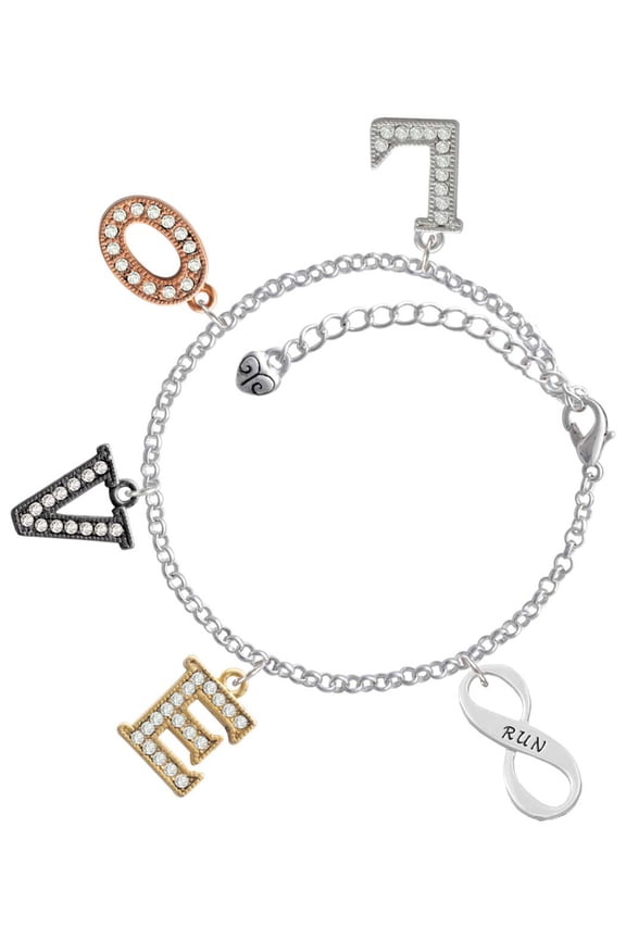 Silvertone Run Infinity Sign Multi-Colored Crystal Love Charm Bracelet