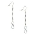thumbnail image 1 of Delight Jewelry Silvertone Run Infinity Sign - Silver-tone Long Sparkle Dangle French Earrings, 1 of 4