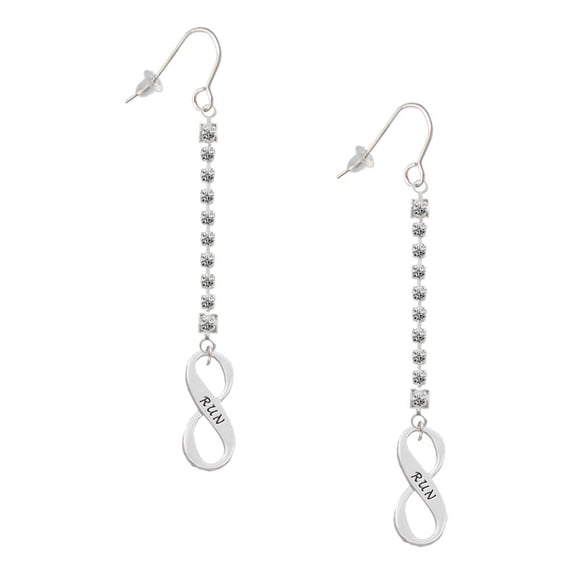 Delight Jewelry Silvertone Run Infinity Sign - Silver-tone Long Sparkle Dangle French Earrings
