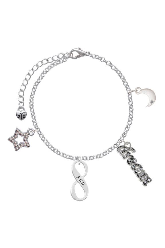 Silvertone Run Infinity Sign Silvertone Dream Big Charm Bracelet, 7.5+2" Extender