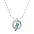 thumbnail image 1 of Delight Jewelry Silvertone Running Shoe Teal Hockey Ring Charm Necklace, 18", 1 of 4