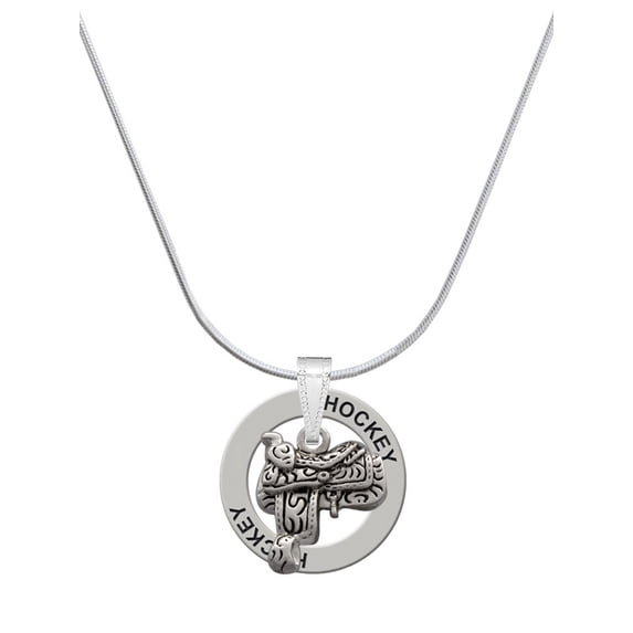 Delight Jewelry Silvertone Saddle Hockey Ring Charm Necklace, 18"