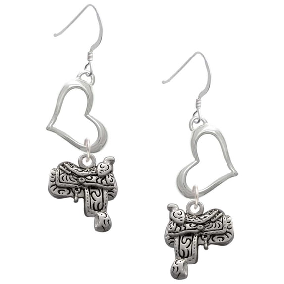 Delight Jewelry Silvertone Saddle Open Heart French Earrings