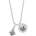 thumbnail image 1 of Delight Jewelry Silvertone Sailboat Silvertone Script Initial Disc - U - Charm Necklace, 20"+3", 1 of 4