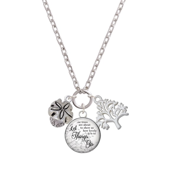 Delight Jewelry Silvertone Sand Dollar Spinner Let Things Go Fall Zoey Charm Necklace, 28"