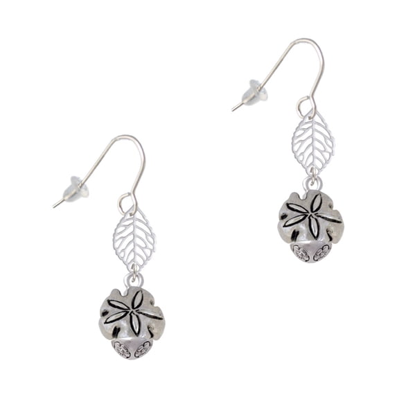 Delight Jewelry Silvertone Sand Dollar Spinner Silvertone Leaf French Earrings