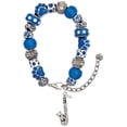 thumbnail image 1 of Delight Jewelry Silvertone Saxophone Blue Paw Print Bead Bracelet, 7"+2", 1 of 4