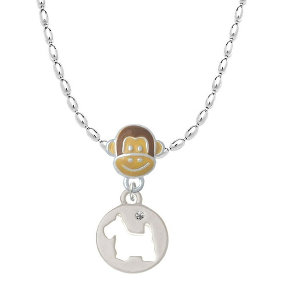 Delight Jewelry Silvertone Scottie Dog Silhouette Mia Monkey Charm Necklace