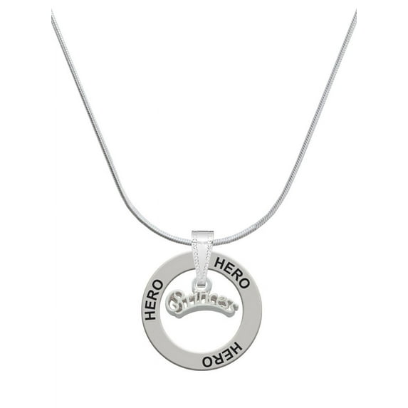 Delight Jewelry Silvertone Script ''Princess'' Hero Ring Charm Necklace, 18"