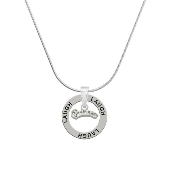 Delight Jewelry Silvertone Script ''Princess'' Laugh Ring Charm Necklace, 18"