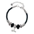 thumbnail image 1 of Delight Jewelry Silvertone Script ''Princess'' Mother Celtic Knot Leather Bead Bracelet, 7"+2" Extender, 1 of 1