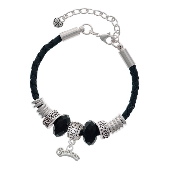 Delight Jewelry Silvertone Script ''Princess'' Mother Celtic Knot Leather Bead Bracelet, 7"+2" Extender