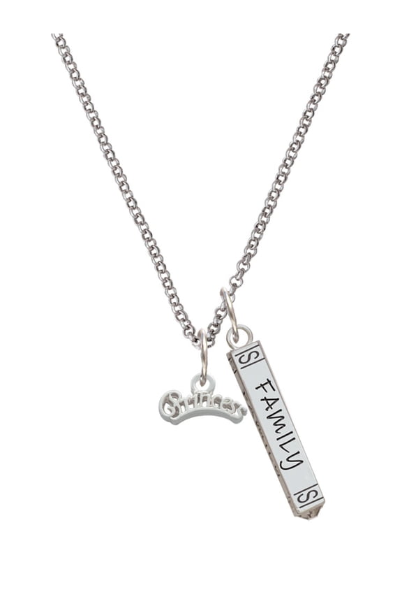 Silvertone Script ''Princess'' Silvertone Family Bar Charm Necklace, 23"