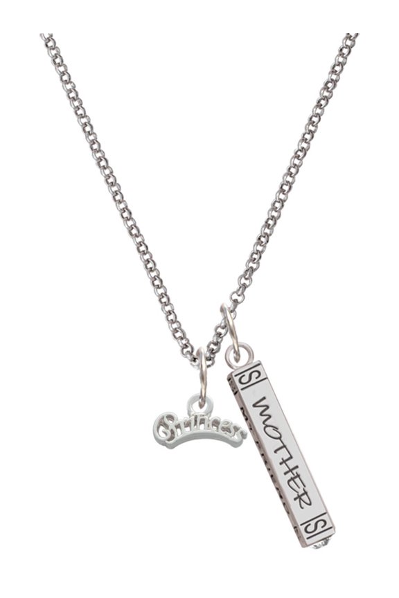 Silvertone Script ''Princess'' Silvertone Mother Daughter Bar Charm Necklace, 23"