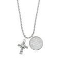 thumbnail image 1 of Delight Jewelry Silvertone Scroll Cross with Clear Crystal She is Clothed in Stength and Dignity Charm Necklace, 20"+3", 1 of 4