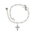 thumbnail image 1 of Delight Jewelry Silvertone Scroll Cross with Clear Crystal Silver-tone Paw Infinity Link Chain Bracelet, 6"+2" Extender, 1 of 3