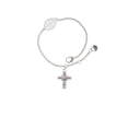 thumbnail image 1 of Delight Jewelry Silvertone Scroll Cross with Pink Crystal - Silvertone Leaf Delicate Bracelet, 6.25+1.75", 1 of 4