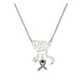 thumbnail image 1 of Delight Jewelry Silvertone Scroll Ribbon with Black Crystal Silvertone Dream Big Pendant Necklace, 25", 1 of 4