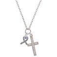 thumbnail image 1 of Delight Jewelry Silvertone Scroll Ribbon with Lavender Crystal I Set You Apart Engraved Cross Zoey Necklace, 28", 1 of 4