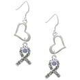 thumbnail image 1 of Delight Jewelry Silvertone Scroll Ribbon with Lavender Crystal Open Heart French Earrings, 1 of 4