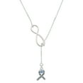 thumbnail image 1 of Delight Jewelry Silvertone Scroll Ribbon with Light Blue Crystal Silver tone Elegant Infinity Lariat Necklace, 1 of 4