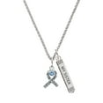 thumbnail image 1 of Delight Jewelry Silvertone Scroll Ribbon with Light Blue Crystal Silvertone Always My Sister Bar Charm Necklace, 23", 1 of 4