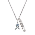 thumbnail image 1 of Delight Jewelry Silvertone Scroll Ribbon with Light Blue Crystal Silvertone Best Friends Forever Bar Charm Necklace, 23", 1 of 4