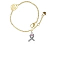 thumbnail image 1 of Delight Jewelry Silvertone Scroll Ribbon with Pink Crystal Gold-tone Rose Link Chain Bracelet, 6.25"+1.75" Extender, 1 of 4