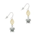thumbnail image 1 of Delight Jewelry Silvertone Sea Turtle Goldtone Leaf French Earrings, 1 of 4