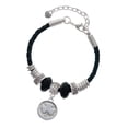 thumbnail image 1 of Delight Jewelry Silvertone Shamrock - Round Seal Grandmother Celtic Knot Leather Bead Bracelet, 7"+2" Extender, 1 of 4