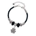 thumbnail image 1 of Delight Jewelry Silvertone Shamrock with Celtic Knot Coach Celtic Knot Leather Bead Bracelet, 7"+2" Extender, 1 of 4