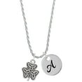 thumbnail image 1 of Delight Jewelry Silvertone Shamrock with Celtic Knot Silvertone Script Initial Disc - A - Charm Necklace, 20"+3", 1 of 4