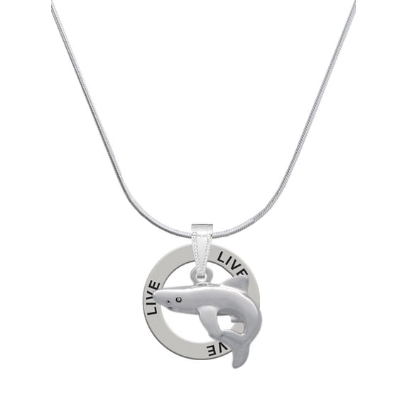 Delight Jewelry Silvertone Shark Live Ring Charm Necklace, 18"