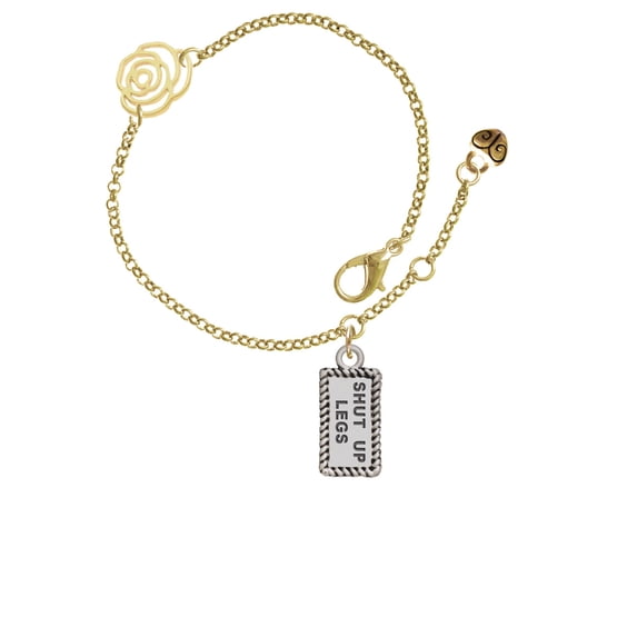 Delight Jewelry Silvertone Shut Up Legs Gold-tone Rose Link Chain Bracelet, 6.25"+1.75" Extender