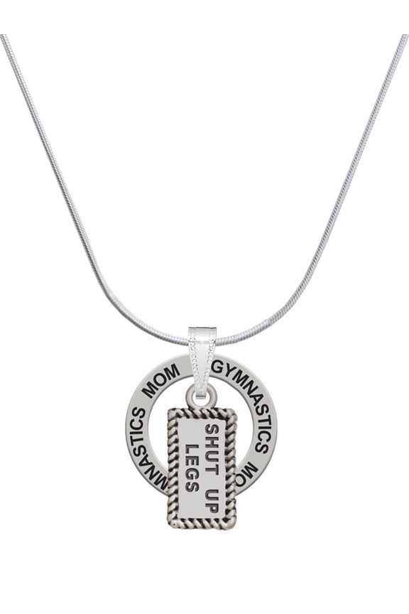Silvertone Shut Up Legs Gymnastics Mom Ring Charm Necklace, 18"
