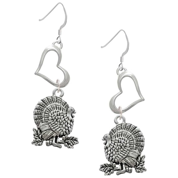 Delight Jewelry Silvertone Silvertone Antiqued Turkey Open Heart French Earrings