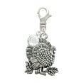 thumbnail image 1 of Delight Jewelry Silvertone Silvertone Antiqued Turkey - Silvertone Clip on Charm with Clear Crystal Drop, 1 of 4