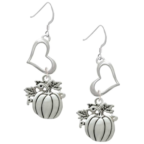 Delight Jewelry Silvertone Silvertone Large Antiqued Pumpkin Open Heart French Earrings