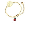 thumbnail image 1 of Delight Jewelry Silvertone Single Cherry Gold-tone Flower Link Chain Bracelet, 6.75"+2" Extender, 1 of 4