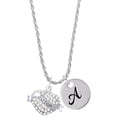 thumbnail image 1 of Delight Jewelry Silvertone Sister Banner on Clear Crystal Heart Silvertone Script Initial Disc - A - Charm Necklace, 20"+3", 1 of 4