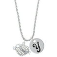thumbnail image 1 of Delight Jewelry Silvertone Sister Banner on Clear Crystal Heart Silvertone Script Initial Disc - Y - Charm Necklace, 20"+3", 1 of 4