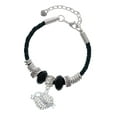 thumbnail image 1 of Delight Jewelry Silvertone Sister Banner on Clear Crystal Heart Sister Celtic Knot Leather Bead Bracelet, 7"+2" Extender, 1 of 4