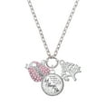 thumbnail image 1 of Delight Jewelry Silvertone Sister Banner on Pink Crystal Heart Let Things Go Fall Zoey Charm Necklace, 28", 1 of 4